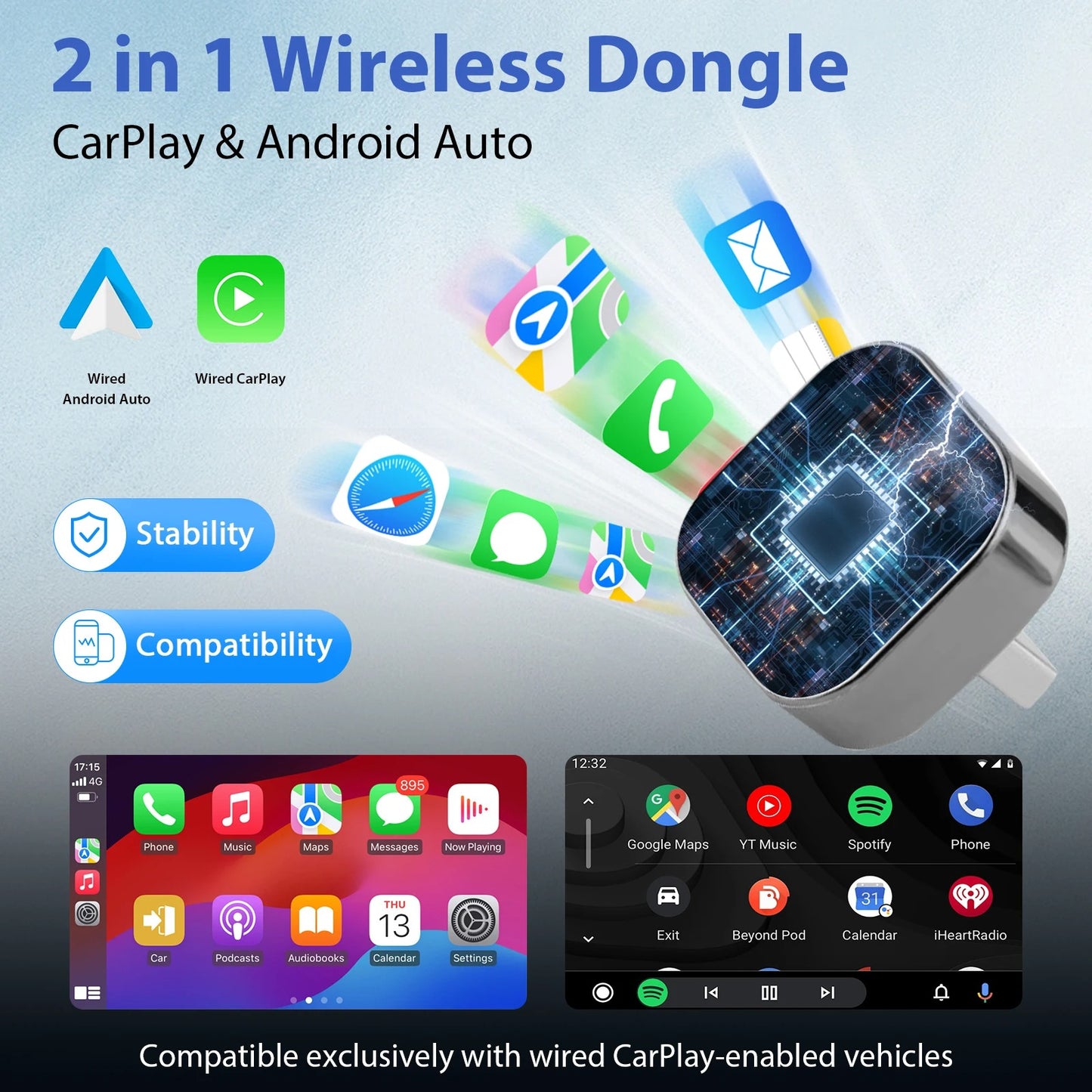 CarPlay 2in1 Wireless Adapter Android Auto